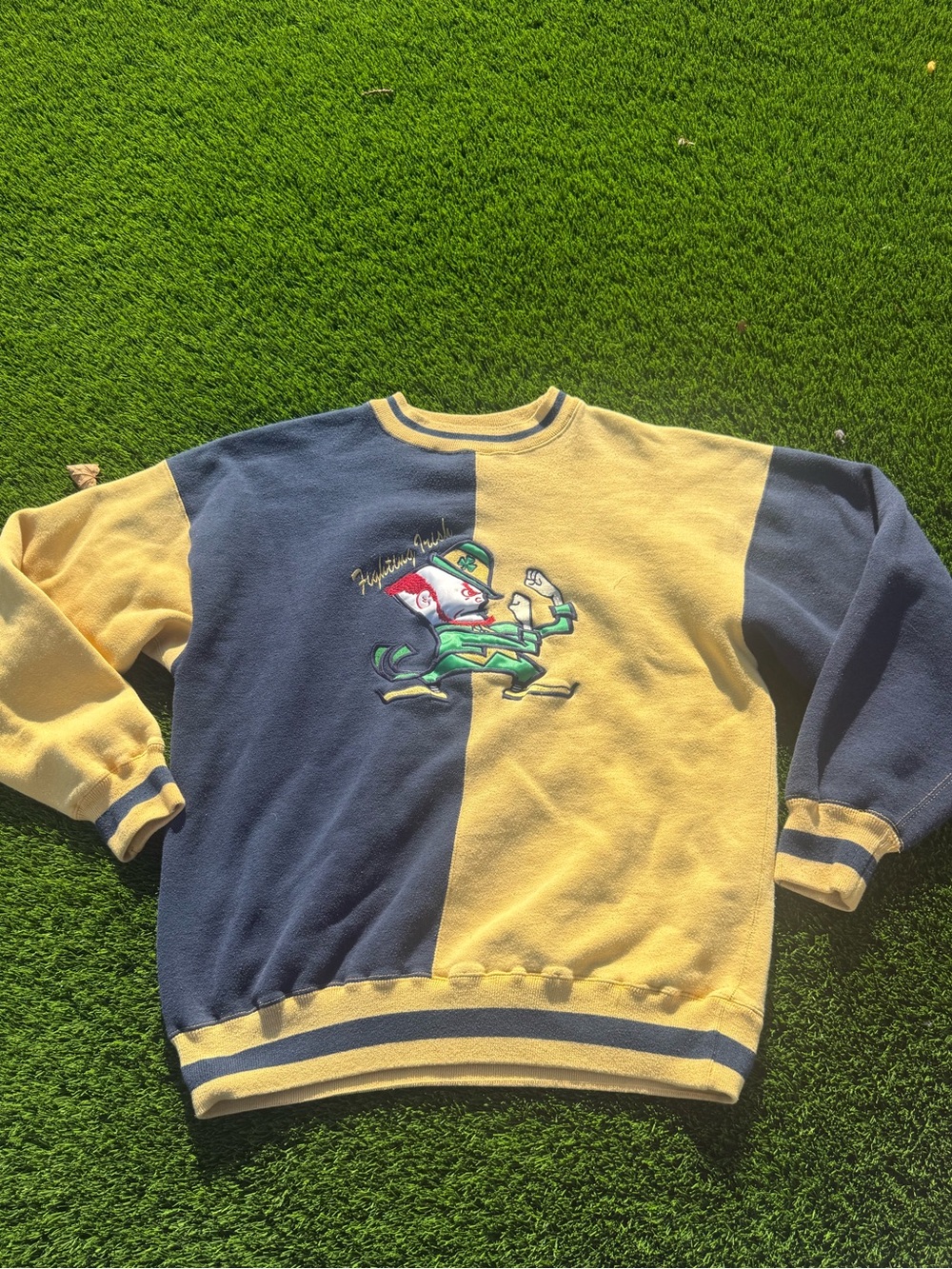 Vintage Fighting Irish Midwest Crewneck Sweatshirt with Embroidered Graphic